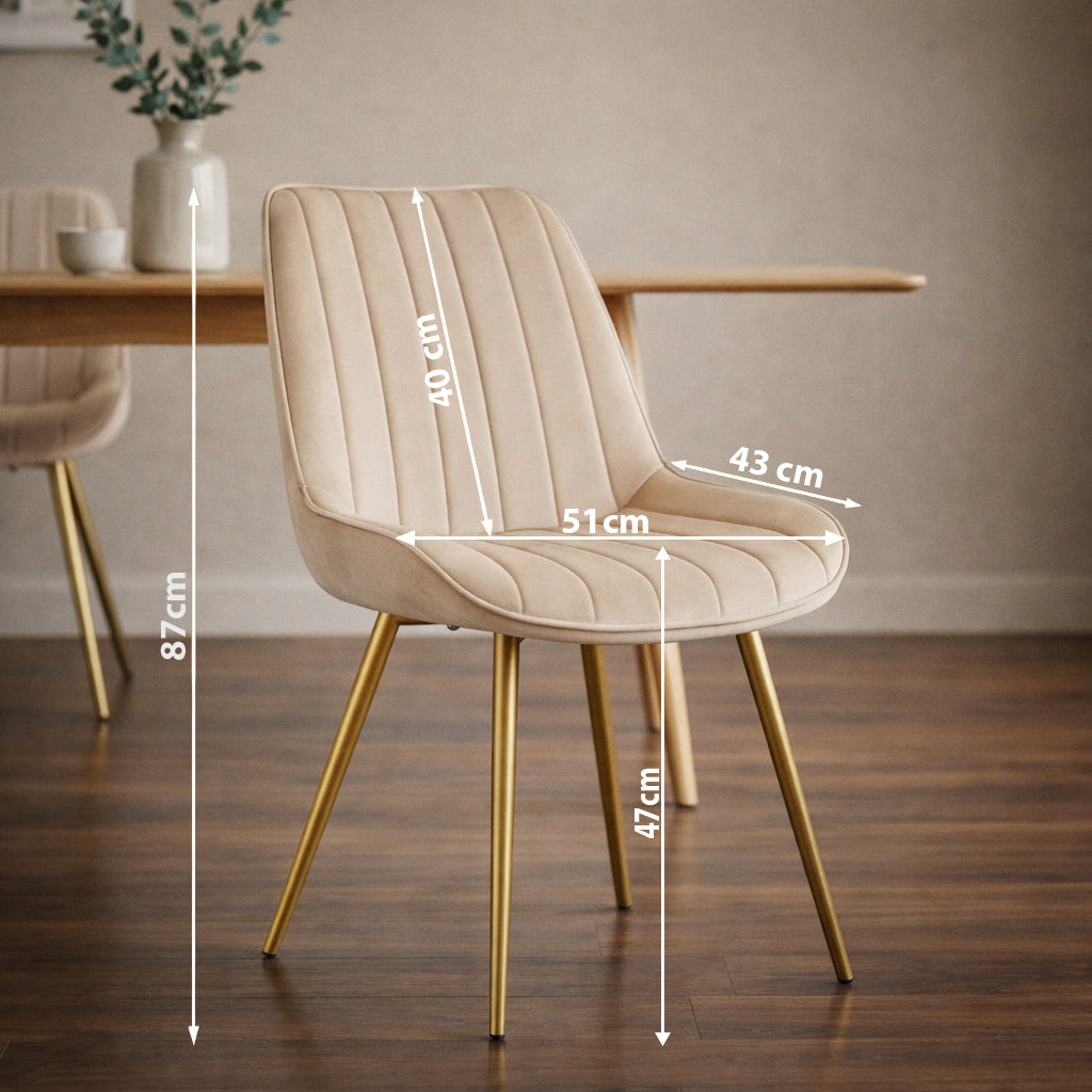 EsszimmerstĂĽhle Samt Beige mit Goldenen Metallbeinen