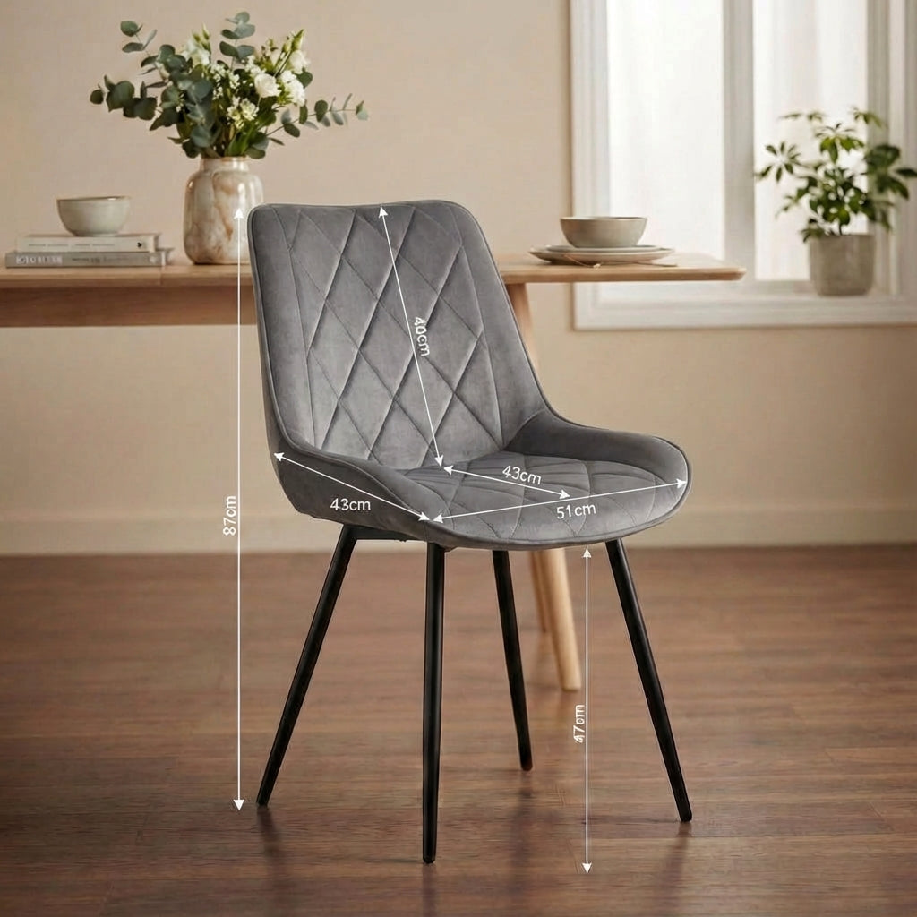 4er Set Esszimmerstühle in Samt Grau | Versandbereit | Bequem | Hochwertig | Neu