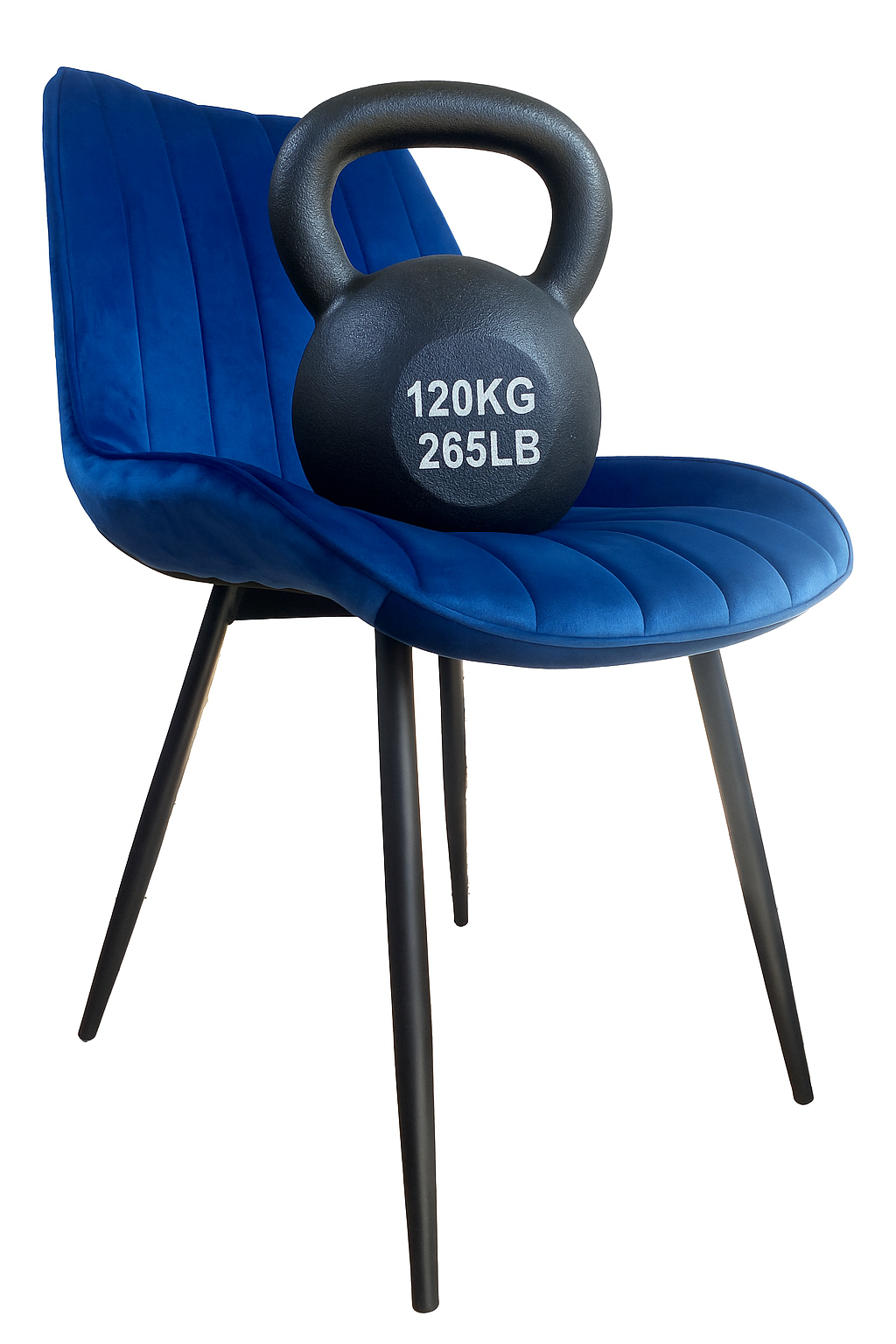 Esszimmerstühle Samt Blau mit Schwarzen Metallbeinen