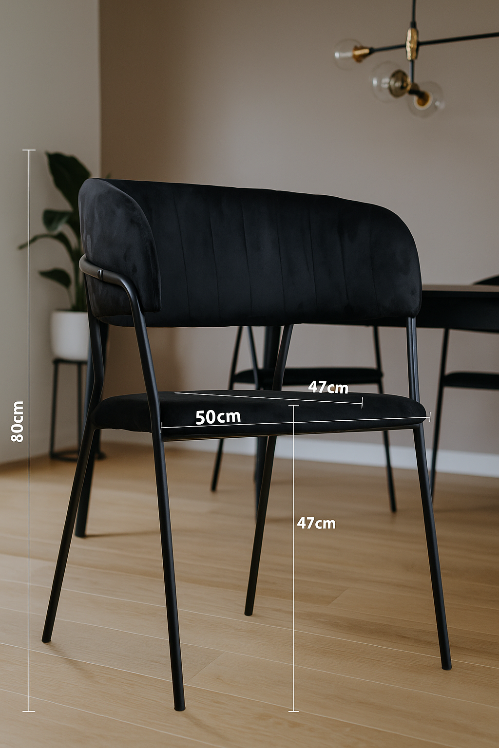 Kernlicht Samt Stühle in Schwarz Modell Torino