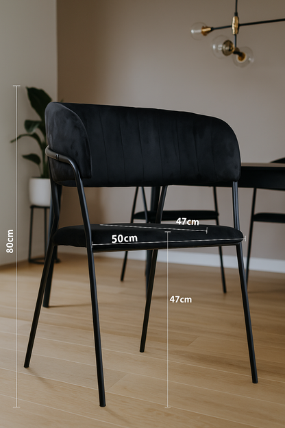 Kernlicht Samt Stühle in Schwarz Modell Torino