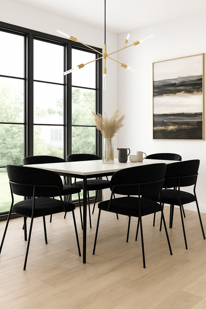 Kernlicht Samt Stühle in Schwarz Modell Torino
