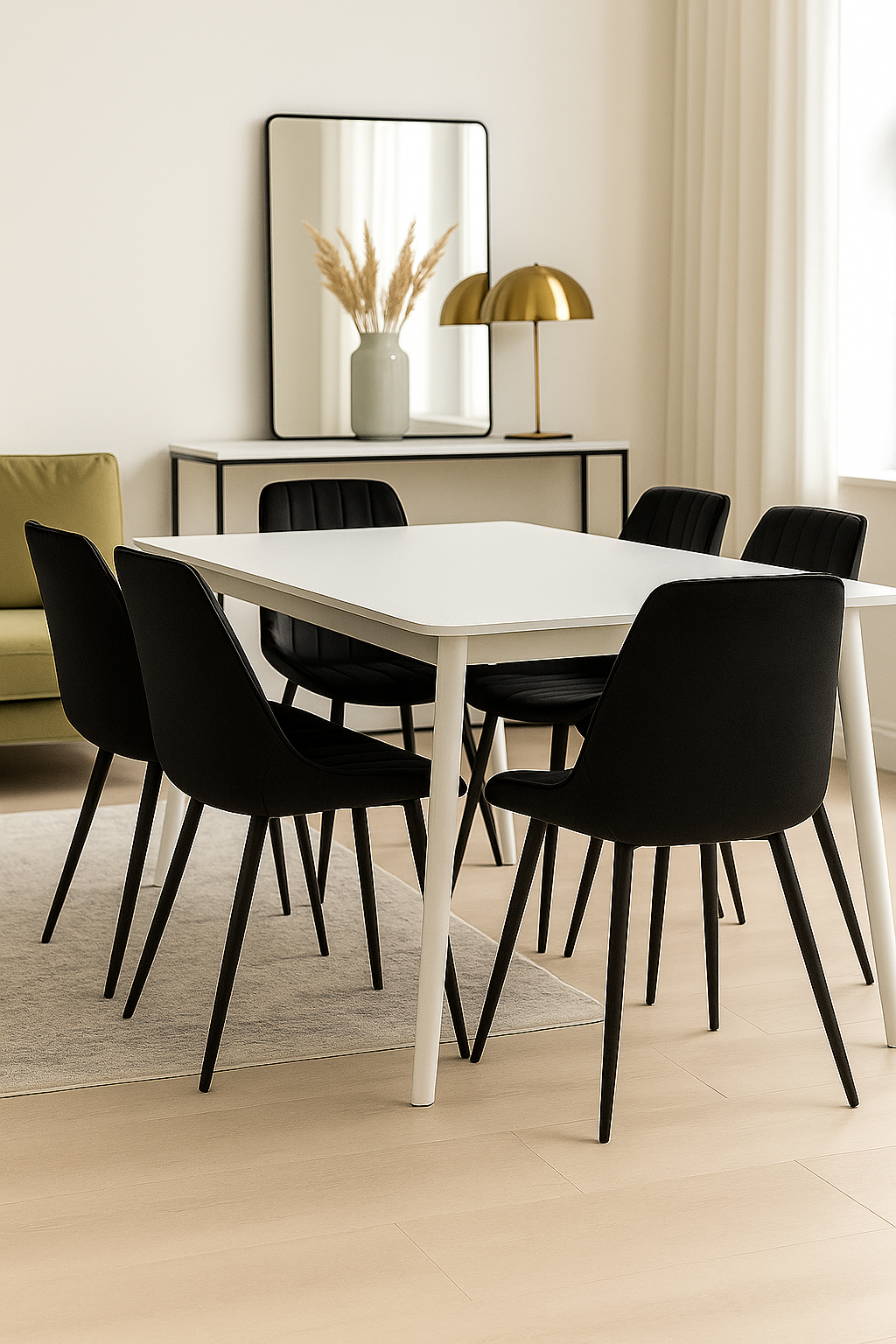 Esszimmerstühle Schwarz Samt mit Schwarzen Metallbeinen