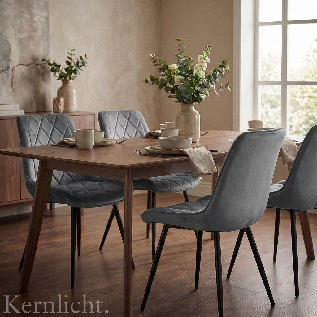 4er Set Esszimmerstühle in Samt Grau | Versandbereit | Bequem | Hochwertig | Neu