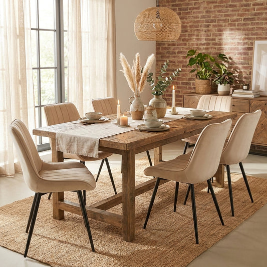 6er Set Stühle Esszimmer in Samt Beige | Versandbereit | Bequem | Hochwertig | Neu