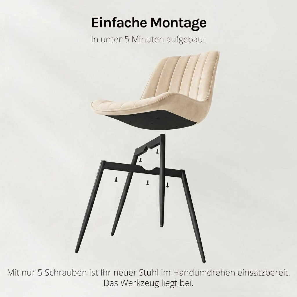 4er Set Esszimmerstühle in Samt Beige | Versandbereit | Bequem | Hochwertig | Neu