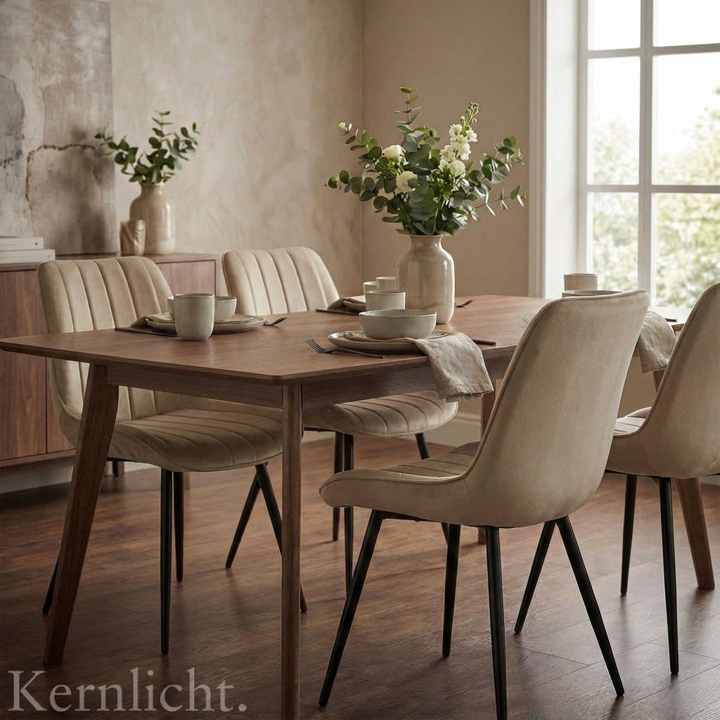 4er Set Esszimmerstühle in Samt Beige | Versandbereit | Bequem | Hochwertig | Neu