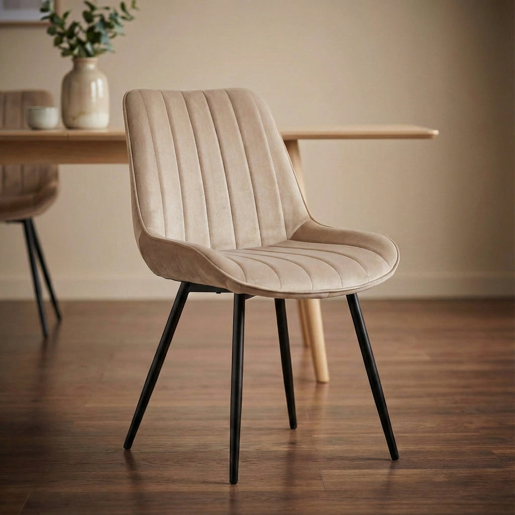 4er Set Esszimmerstühle in Samt Beige | Versandbereit | Bequem | Hochwertig | Neu