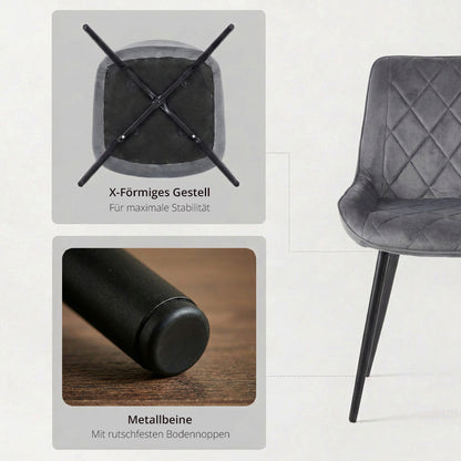 4er Set Esszimmerstühle in Samt Grau | Versandbereit | Bequem | Hochwertig | Neu
