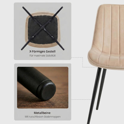 4er Set Esszimmerstühle in Samt Beige | Versandbereit | Bequem | Hochwertig | Neu