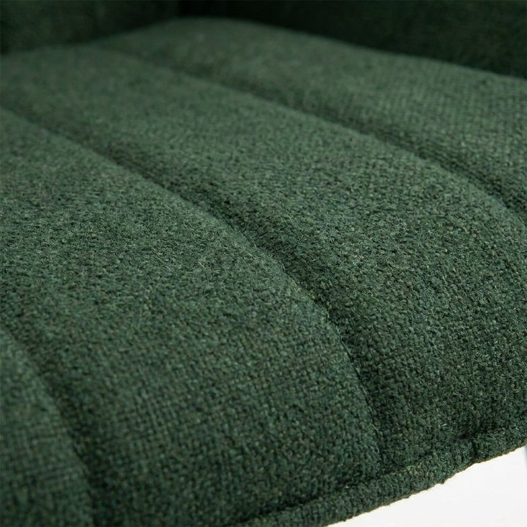 Esszimmerstuhl Waldgrün • Gepolsterter Stuhl im skandinavischen Design • Polsterstuhl mit vertikaler Steppung im Chenille-Stoff