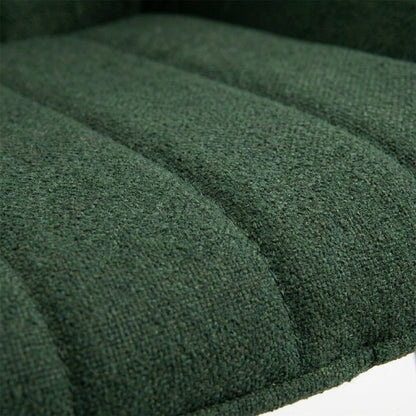 Esszimmerstuhl Waldgrün • Gepolsterter Stuhl im skandinavischen Design • Polsterstuhl mit vertikaler Steppung im Chenille-Stoff