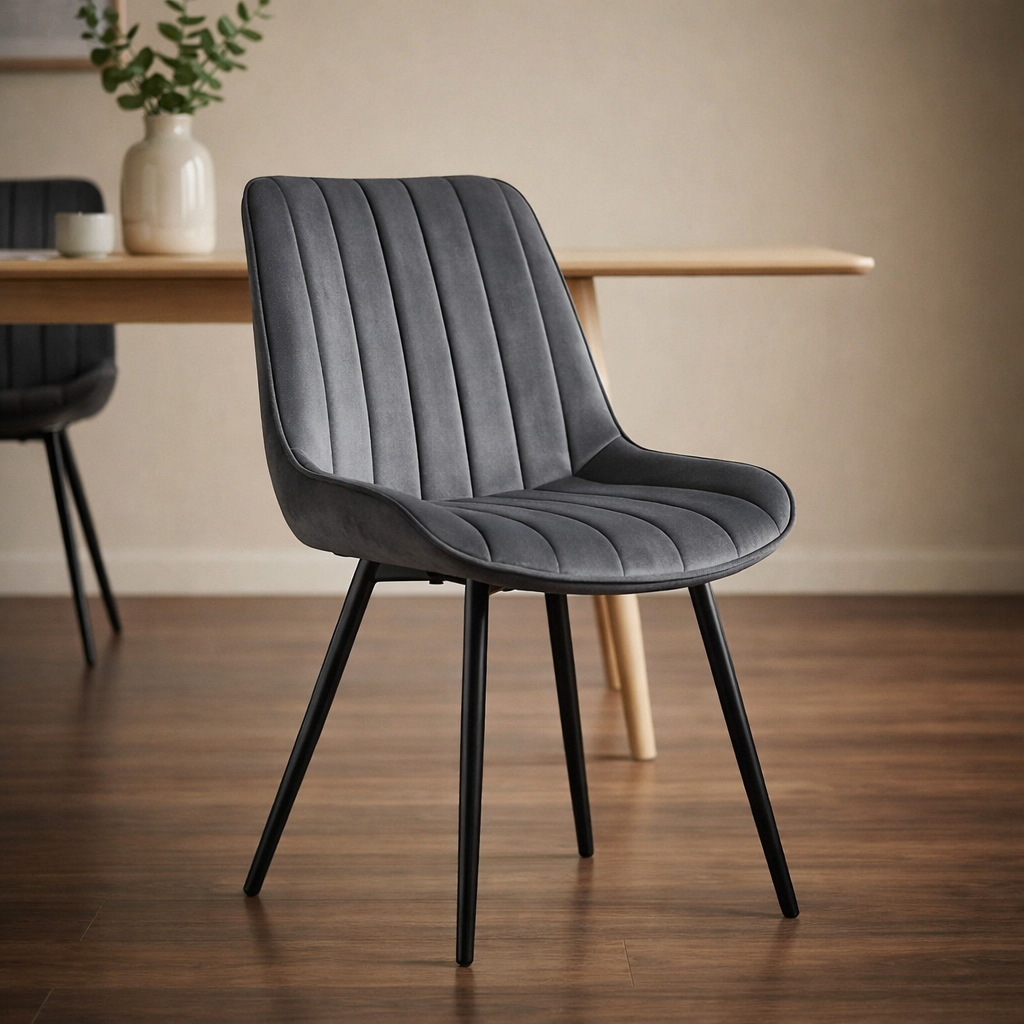 4er Set Esszimmerstühle in Samt Grau | Versandbereit | Bequem | Hochwertig | Neu