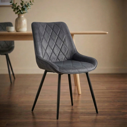 4er Set Esszimmerstühle in Samt Grau | Versandbereit | Bequem | Hochwertig | Neu