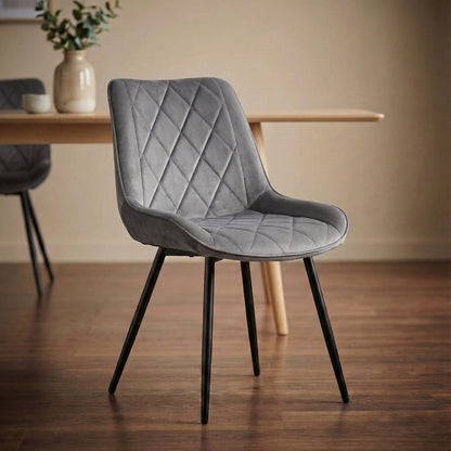 4er Set Esszimmerstühle in Samt Grau | Versandbereit | Bequem | Hochwertig | Neu