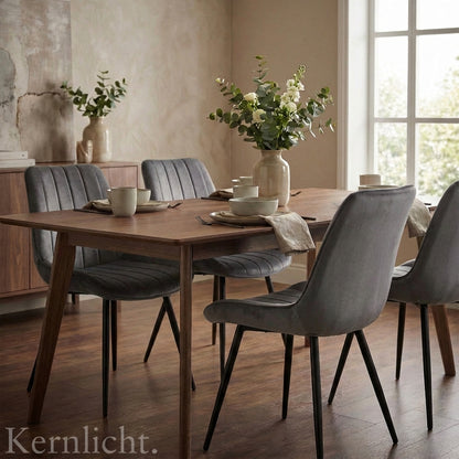 4er Set Esszimmerstühle in Samt Grau | Versandbereit | Bequem | Hochwertig | Neu