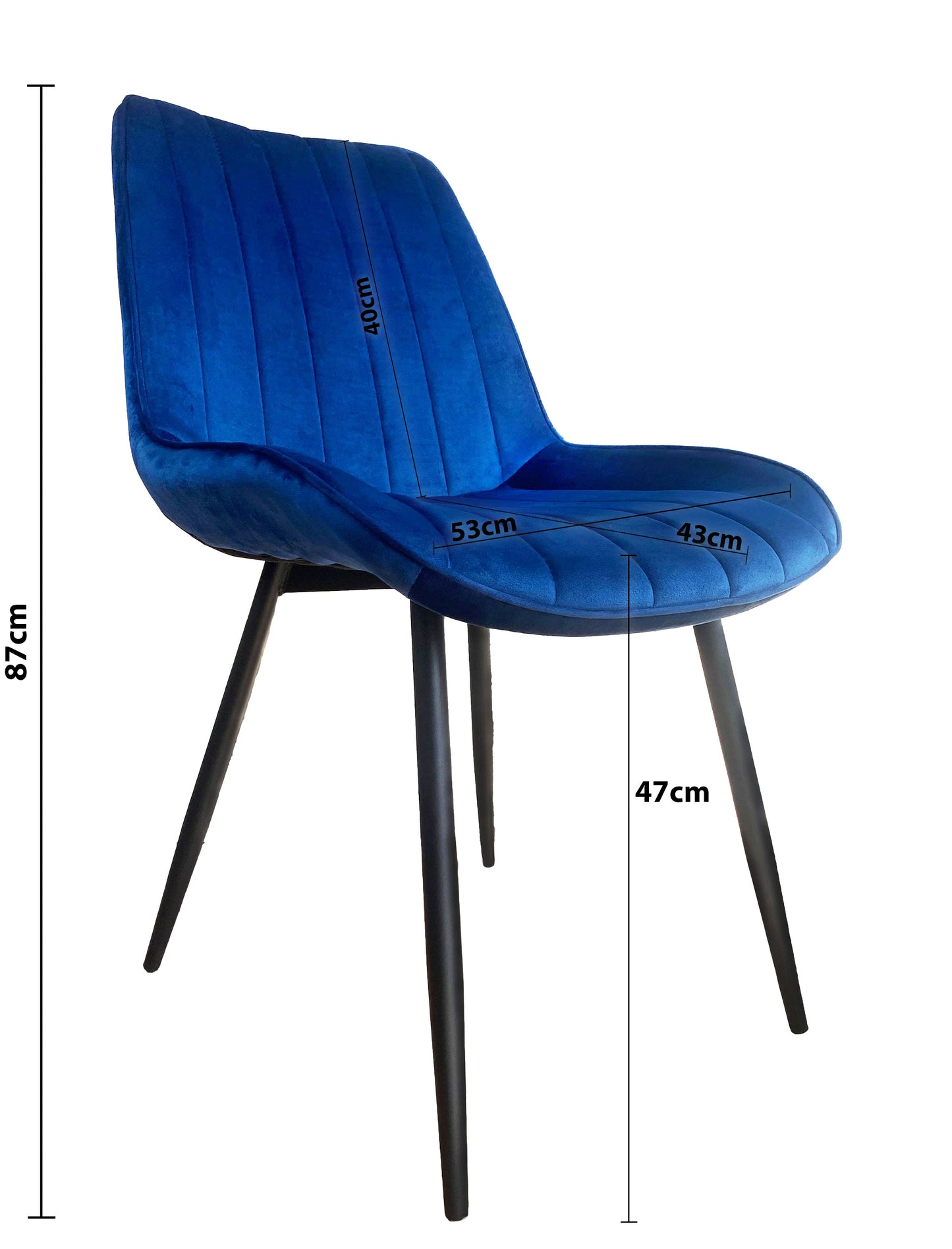 Esszimmerstühle Samt Blau mit Schwarzen Metallbeinen