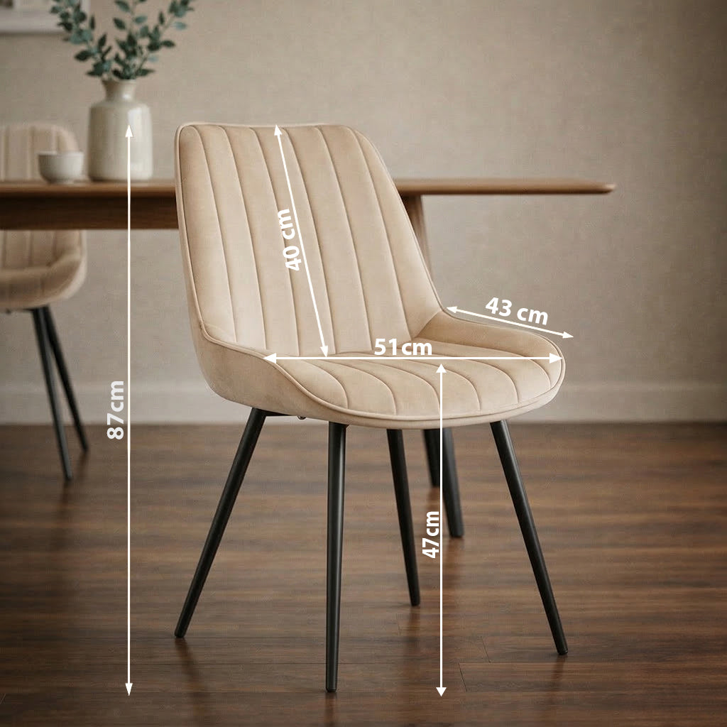 4er Set Esszimmerstühle in Samt Beige | Versandbereit | Bequem | Hochwertig | Neu
