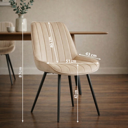 4er Set Esszimmerstühle in Samt Beige | Versandbereit | Bequem | Hochwertig | Neu