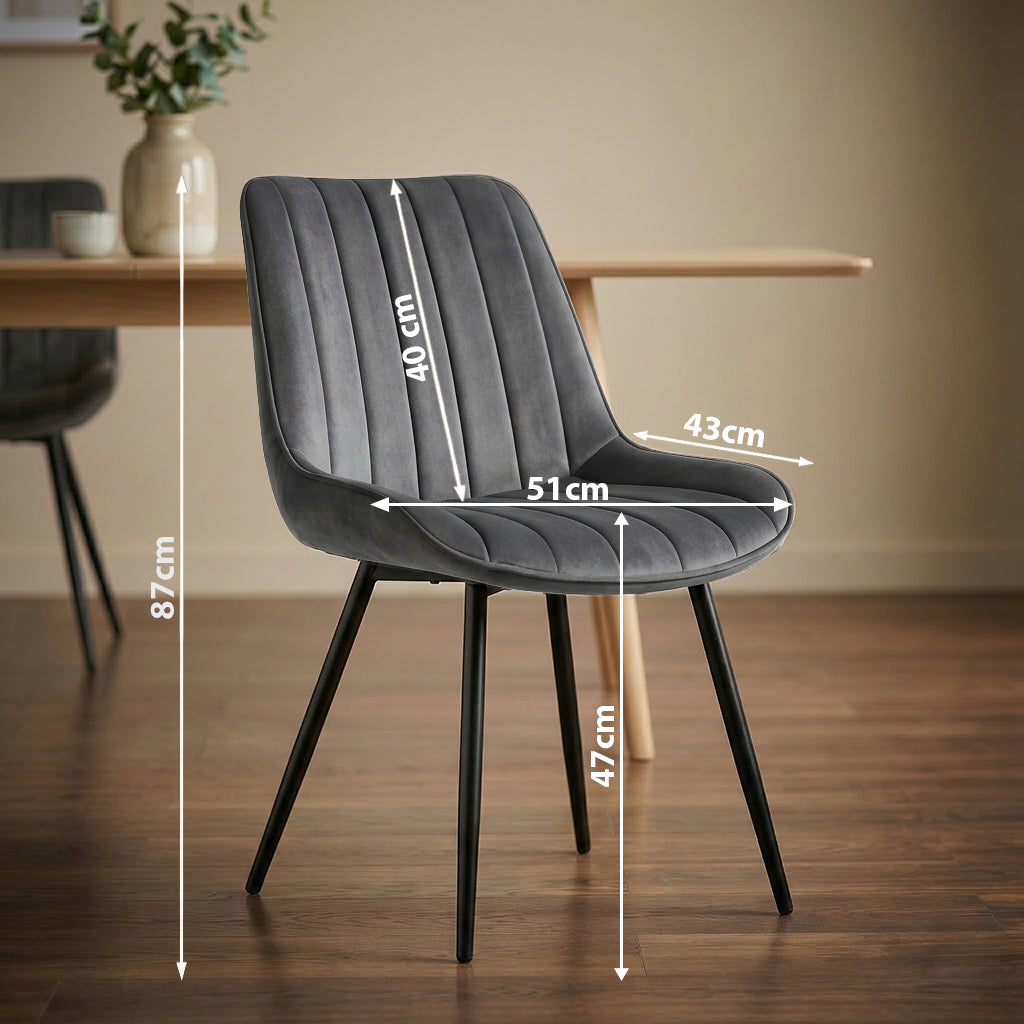 4er Set Esszimmerstühle in Samt Grau | Versandbereit | Bequem | Hochwertig | Neu