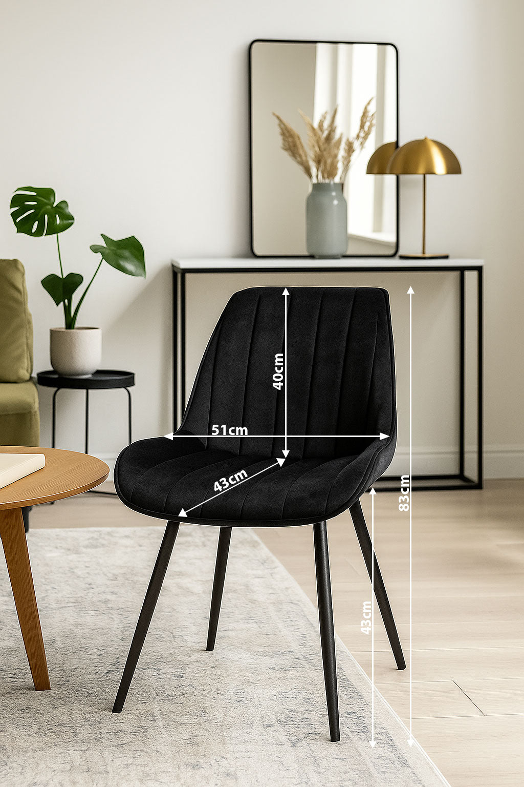 Esszimmerstühle Schwarz Samt mit Schwarzen Metallbeinen