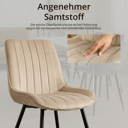 4er Set Esszimmerstühle in Samt Beige | Versandbereit | Bequem | Hochwertig | Neu