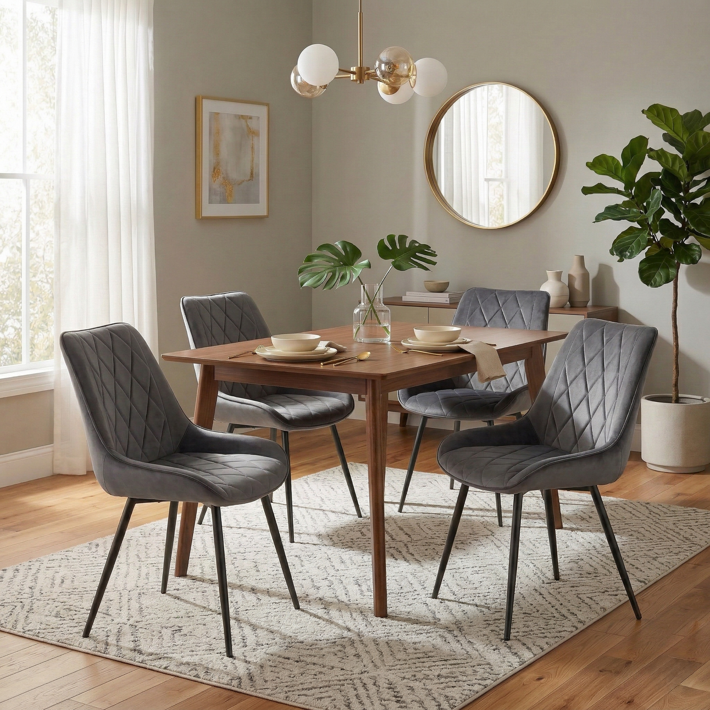 4er Set Esszimmerstühle in Samt Grau | Versandbereit | Bequem | Hochwertig | Neu